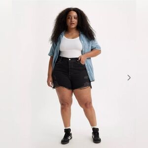 Levi's Premium Quality Big E vintage Charcoal Denim Distressed Grunge Shorts 28